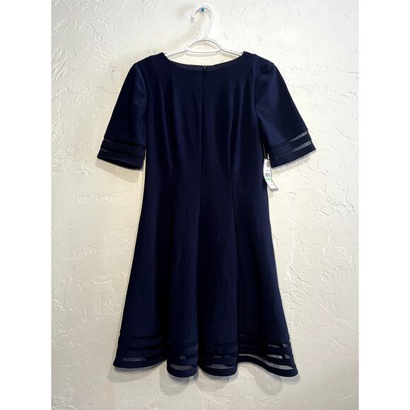 NWT Jessica Howard jersey navy mesh trim dress womens 8 corpcore career preppy - Picture 2 of 10